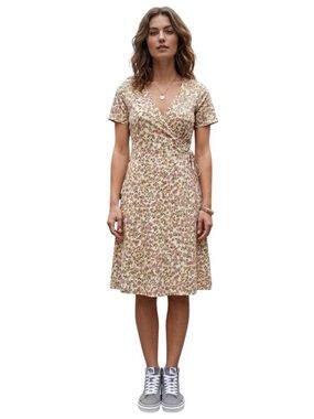 Ardene Ditsy Floral Wrap Midi Dress French Girl Aesthetic Coquette Core S